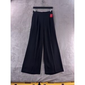 Spanx Crepe Pleated Trousers Womens Size Small Classic Black Wide Leg Pants